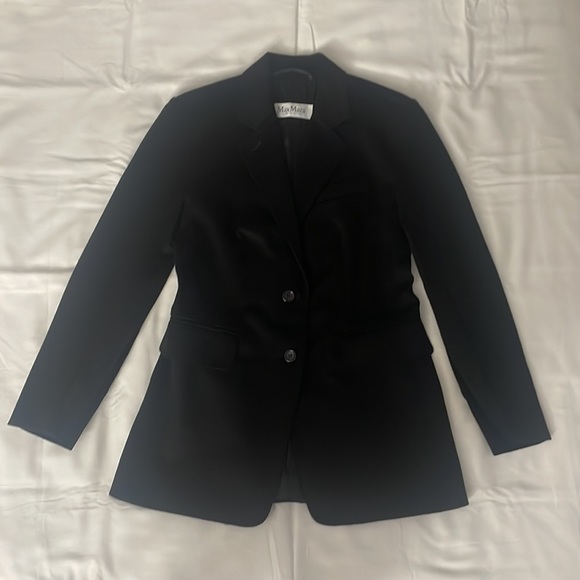 MaxMara velvet patch wool blazer Sz 2 black - Picture 8 of 14
